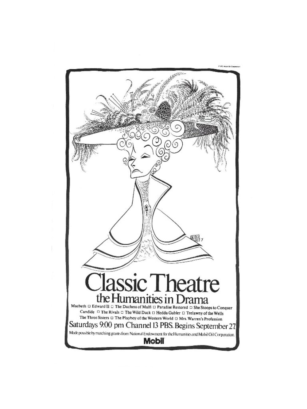 Print Ad Classic Theatre Humanities Drama Mobil Oil Corporation 1975 Channel 13